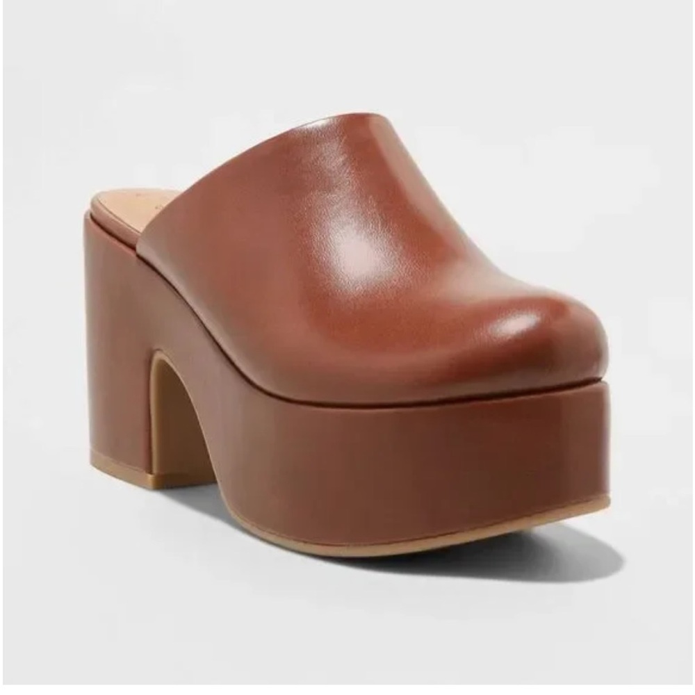 A New Day - A New Day Women's 3.5" Chunky Block High Heel Slip Brown